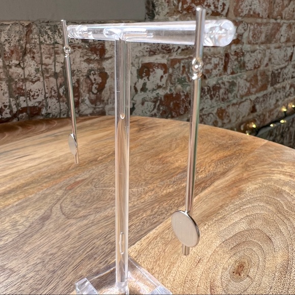 Brushed Metal Dangle Disc Earrings - Picture 5 of 16